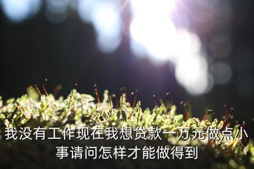 中山私貸一萬怎么弄，我沒有工作現(xiàn)在我想貸款一萬元做點(diǎn)小事請問怎樣才能做得到