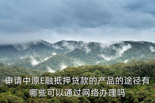 申請中原E融抵押貸款的產(chǎn)品的途徑有哪些可以通過網(wǎng)絡(luò)辦理嗎