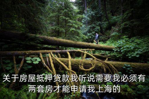 關(guān)于房屋抵押貸款我聽說需要我必須有兩套房才能申請我上海的