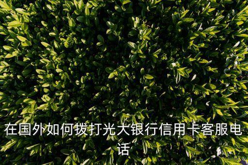 在國外怎么打光大銀行，在巴黎怎樣撥打光大銀行客服電話