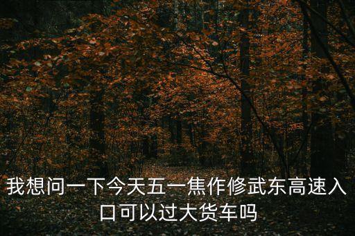 我想問一下今天五一焦作修武東高速入口可以過大貨車嗎