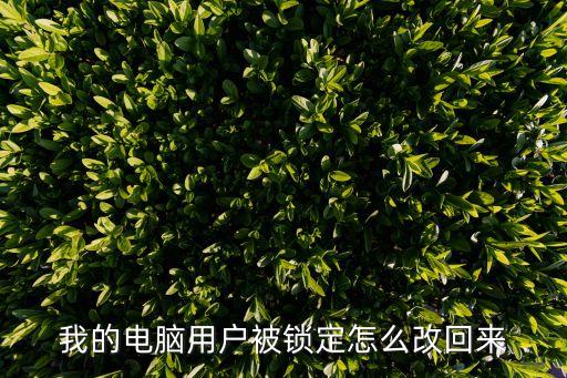 我的電腦用戶被鎖定怎么改回來