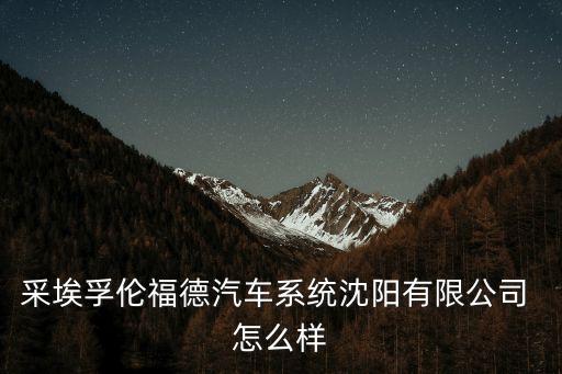 采埃孚倫福德汽車(chē)系統(tǒng)沈陽(yáng)有限公司 怎么樣