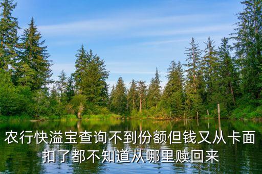 農(nóng)行快溢寶查詢不到份額但錢又從卡面扣了都不知道從哪里贖回來