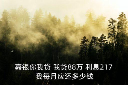 嘉銀你我貸 我貸88萬 利息217 我每月應(yīng)還多少錢