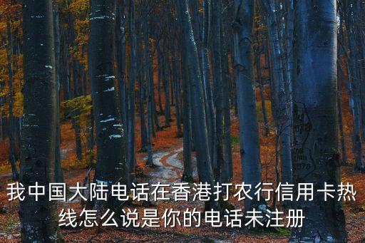 我中國大陸電話在香港打農(nóng)行信用卡熱線怎么說是你的電話未注冊