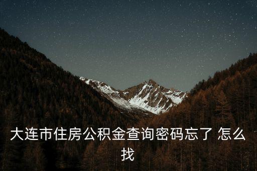 大連公積金密碼忘記了怎么辦，大連住房公積金查詢密碼忘了怎么辦