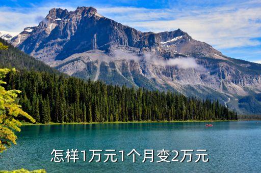 怎么一月一萬元變2萬，怎樣1萬元1個月變2萬元
