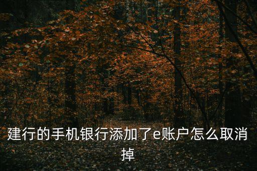 建行的手機(jī)銀行添加了e賬戶怎么取消掉