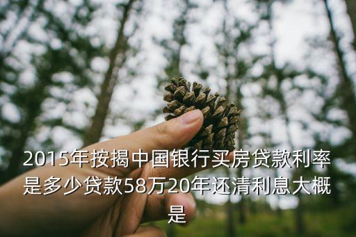2015年按揭中國(guó)銀行買房貸款利率是多少貸款58萬(wàn)20年還清利息大概是