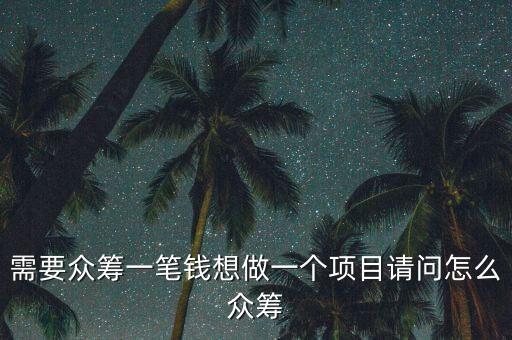 需要眾籌一筆錢想做一個項目請問怎么眾籌