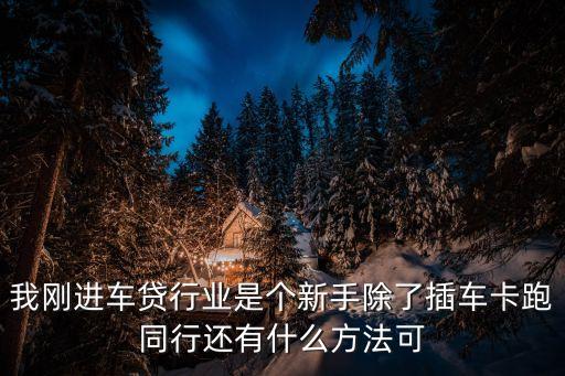 車貸同行怎么找，我剛進車貸行業(yè)是個新手除了插車卡跑同行還有什么方法可