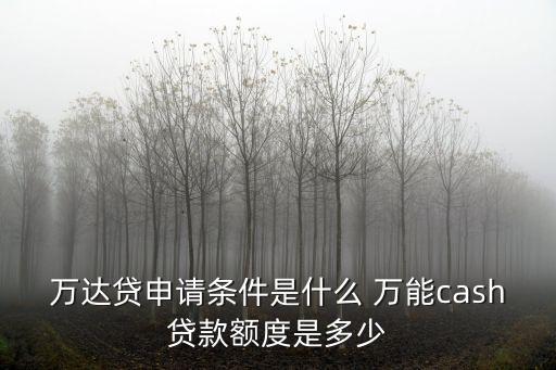 萬達貸申請條件是什么 萬能cash貸款額度是多少