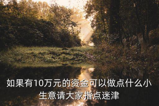 如果有10萬元的資金可以做點什么小生意請大家指點迷津