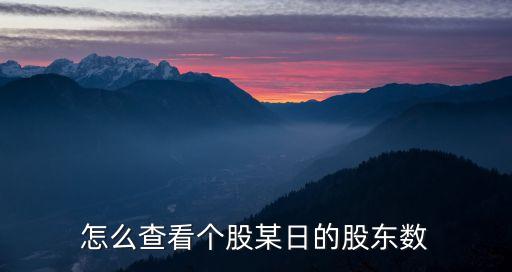 怎么查看個股某日的股東數(shù)