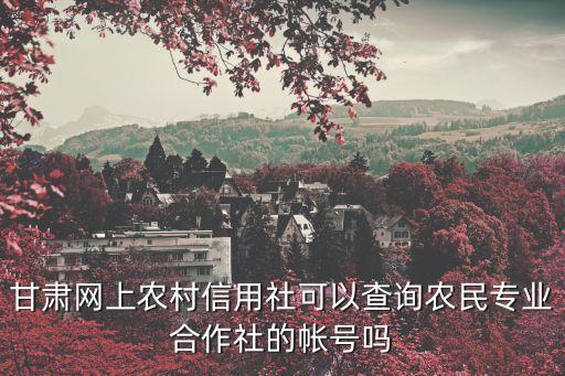 甘肅網(wǎng)上農(nóng)村信用社可以查詢農(nóng)民專業(yè)合作社的帳號(hào)嗎