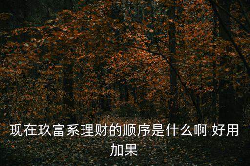 現(xiàn)在玖富系理財?shù)捻樞蚴鞘裁窗?好用加果