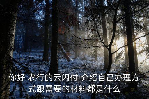 你好 農行的云閃付 介紹自己辦理方式跟需要的材料都是什么