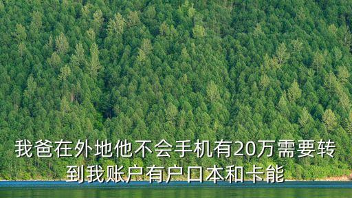 我爸在外地他不會手機有20萬需要轉(zhuǎn)到我賬戶有戶口本和卡能