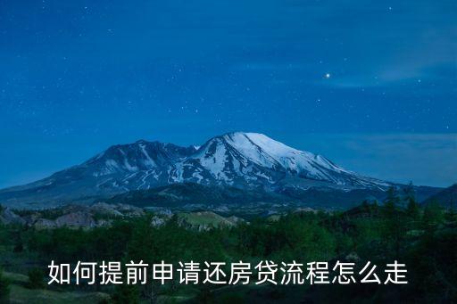 如何提前申請還房貸流程怎么走