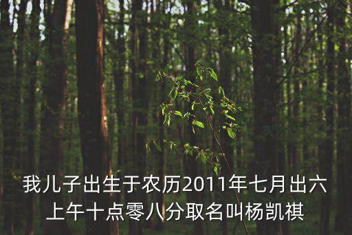 我兒子出生于農(nóng)歷2011年七月出六上午十點(diǎn)零八分取名叫楊凱祺