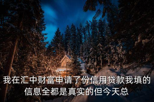 我在匯中財富申請了份信用貸款我填的信息全都是真實的但今天總