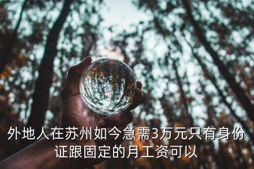 外地人在蘇州如今急需3萬元只有身份證跟固定的月工資可以