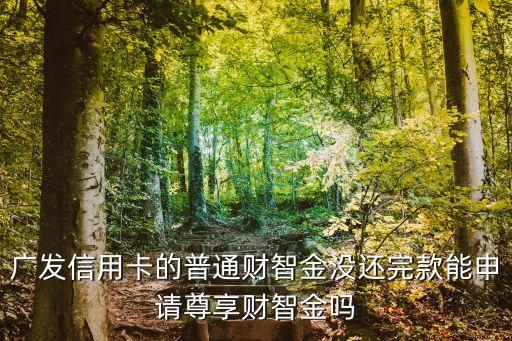 廣發(fā)信用卡的普通財智金沒還完款能申請尊享財智金嗎