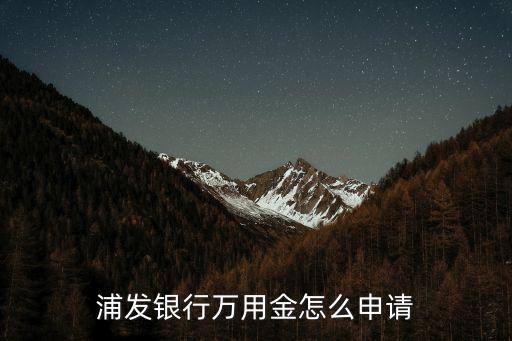 浦發(fā)銀行萬用金怎么申請