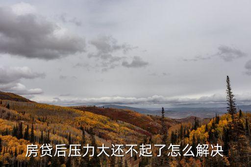 房貸壓力大 怎么辦，房貸后壓力大還不起了怎么解決