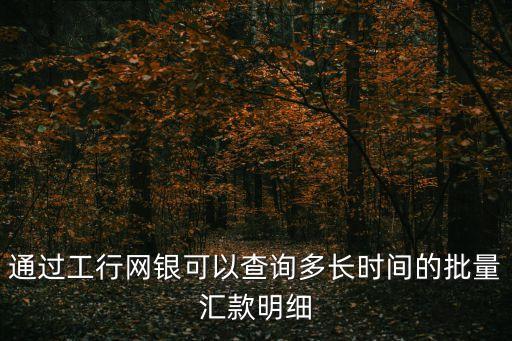 通過工行網(wǎng)銀可以查詢多長時(shí)間的批量匯款明細(xì)