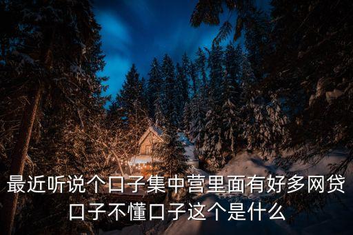 最近聽說個口子集中營里面有好多網(wǎng)貸口子不懂口子這個是什么