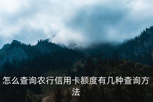農(nóng)行怎么查總授信額度，怎么查詢農(nóng)行信用卡額度有幾種查詢方法