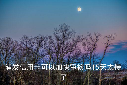 浦發(fā)信用卡可以加快審核嗎15天太慢了