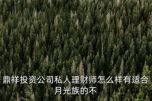 鼎祥投資公司私人理財(cái)師怎么樣有適合月光族的不