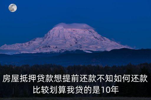 房屋抵押貸款想提前還款不知如何還款比較劃算我貸的是10年