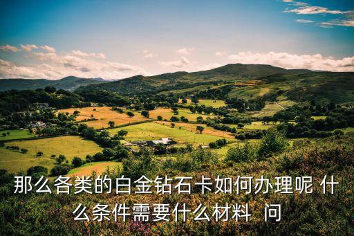 那么各類的白金鉆石卡如何辦理呢 什么條件需要什么材料  問