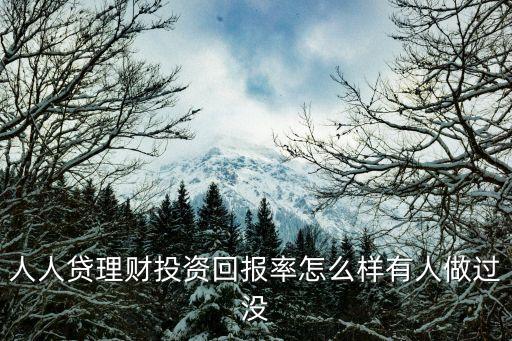 人人貸理財(cái)投資回報(bào)率怎么樣有人做過(guò)沒(méi)