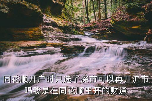 同花順怎么開通滬深，同花順開戶時(shí)只選了深市可以再開滬市嗎我是在同花順里開的財(cái)通