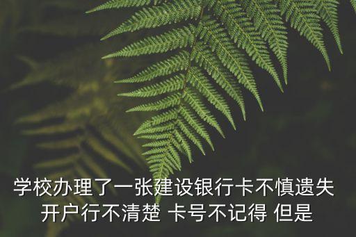 學(xué)校辦理了一張建設(shè)銀行卡不慎遺失 開戶行不清楚 卡號(hào)不記得 但是
