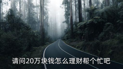 請(qǐng)問(wèn)20萬(wàn)塊錢怎么理財(cái)幫個(gè)忙吧