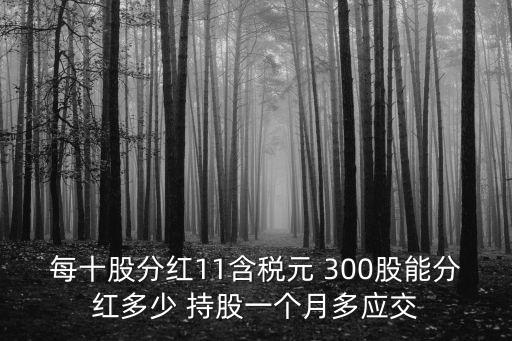 每十股分紅11含稅元 300股能分紅多少 持股一個(gè)月多應(yīng)交