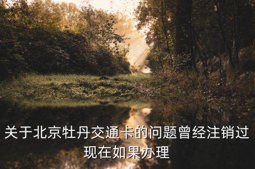 關(guān)于北京牡丹交通卡的問題曾經(jīng)注銷過現(xiàn)在如果辦理