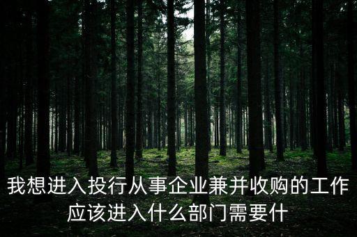 我想進(jìn)入投行從事企業(yè)兼并收購(gòu)的工作應(yīng)該進(jìn)入什么部門需要什