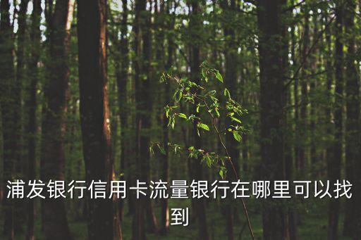 浦發(fā)銀行信用卡流量銀行在哪里可以找到
