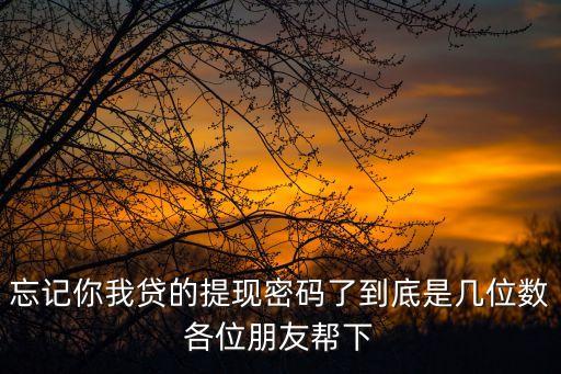 忘記你我貸的提現(xiàn)密碼了到底是幾位數(shù)各位朋友幫下