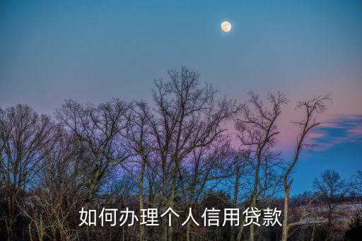 個人信用貸怎么辦理，如何辦理個人信用貸款