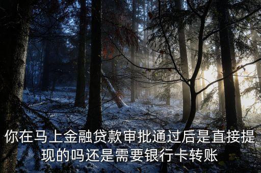 你在馬上金融貸款審批通過(guò)后是直接提現(xiàn)的嗎還是需要銀行卡轉(zhuǎn)賬