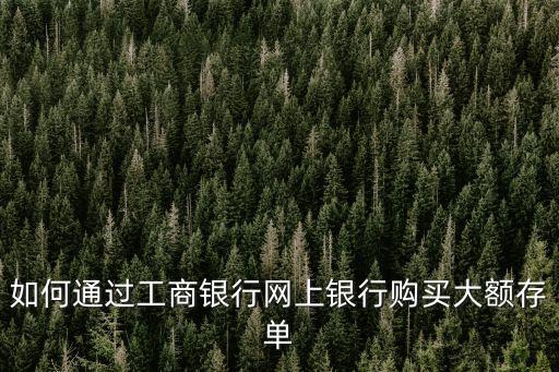 大額定期存款怎么辦理，如何通過工商銀行網(wǎng)上銀行購買大額存單