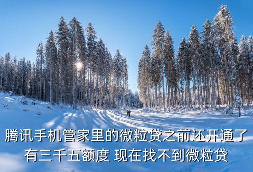 怎么我沒有微粒貸，騰訊手機(jī)管家里的微粒貸之前還開通了有三千五額度 現(xiàn)在找不到微粒貸